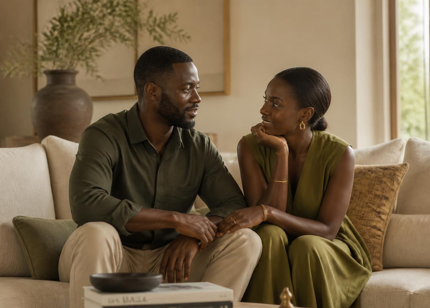A couple in a quiet, attentive session